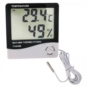 Högprecision fabrikspris Ljudljuslarm LCD-termohygrometer med extern sensor