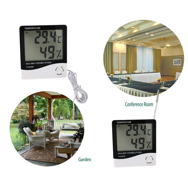 Hygrometer har konsoler och stora LCD-skärmar för vardagsrumskontoret