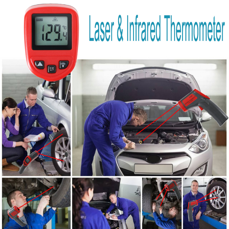 Laser LCD Digital IR Infraröd termometer Meter Vapenpunkt Driftstemperatur 0-50 graders industriell kontakttermometer